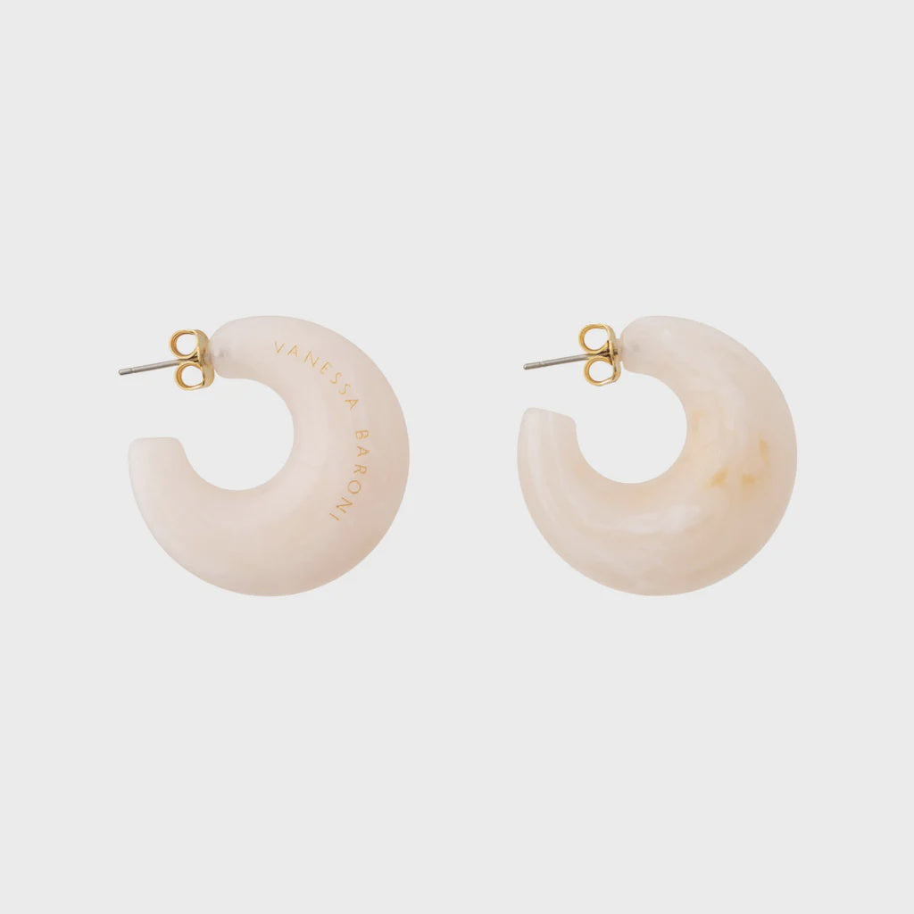 Vanessa Baroni Moon Earring latte marble