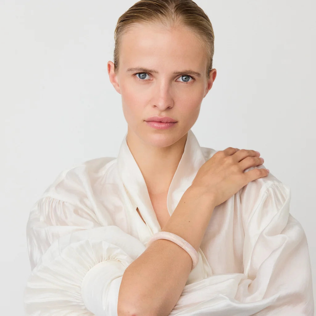 Vanessa Baroni Soft Edge Bangle ivory rose marble