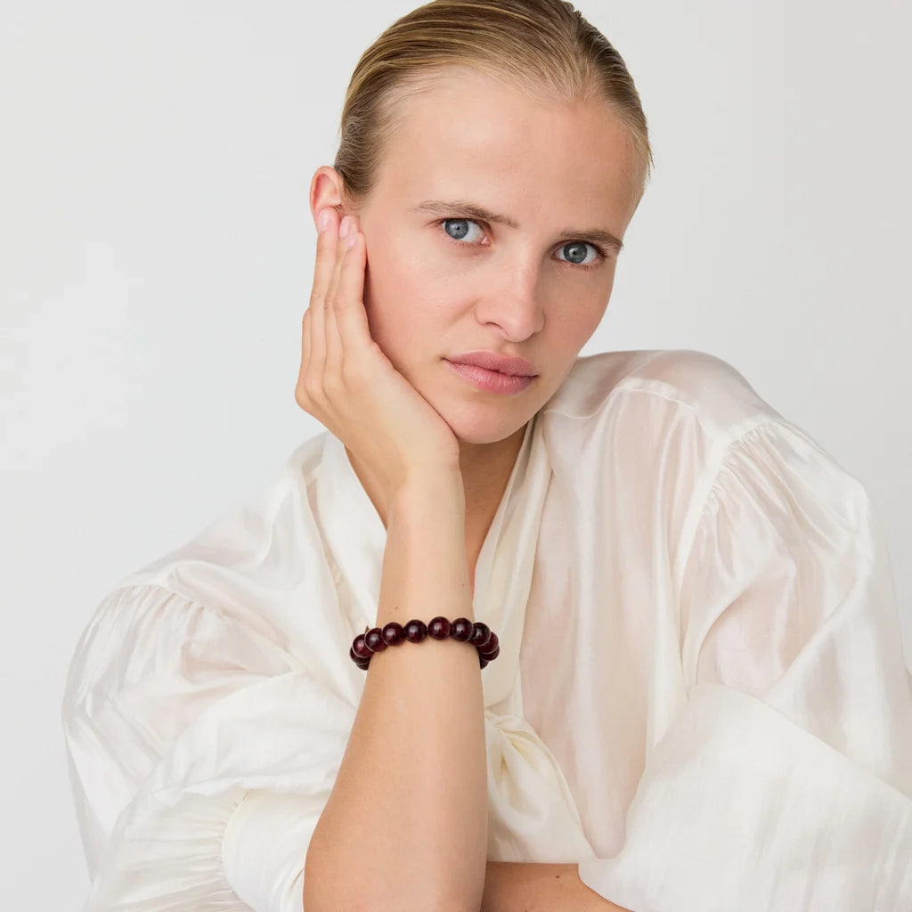 Vanessa Baroni Mini Beads Flex Bracelet bordeaux marble