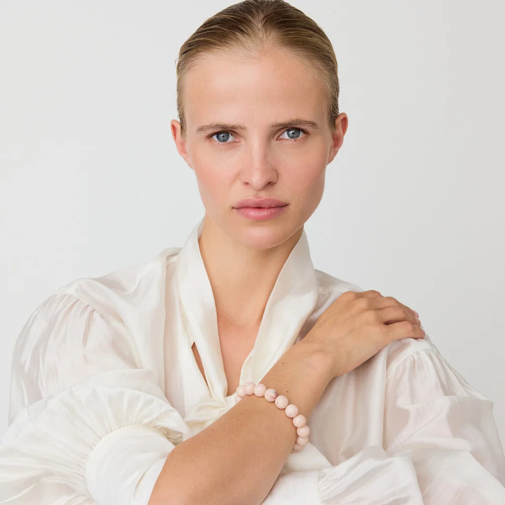 Vanessa Baroni Mini Beads Flex Bracelet ivory rose marble