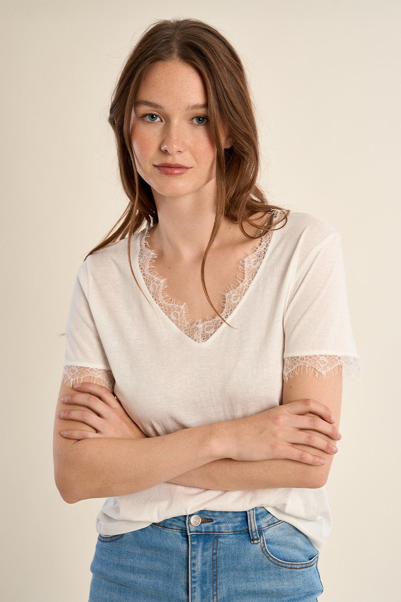 Molly Bracken Basic T-shirt, lace detail