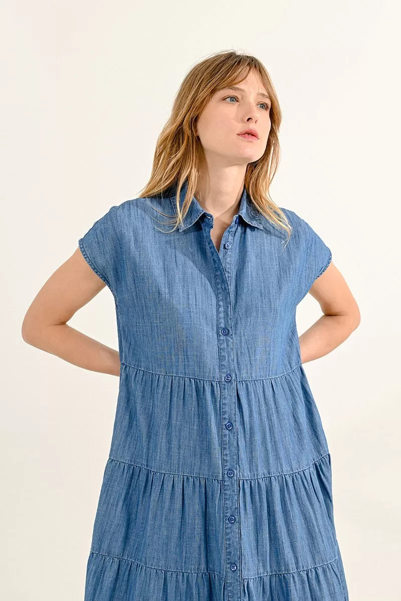Molly Bracken BLUE DENIM SHIRT-DRESS