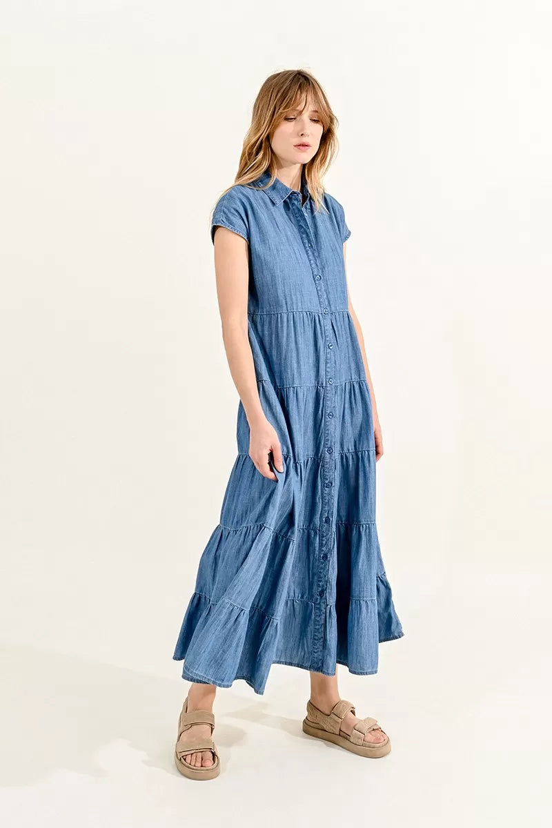 Molly Bracken BLUE DENIM SHIRT-DRESS