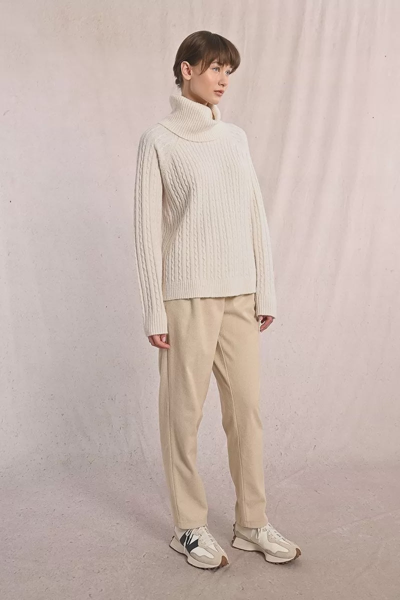 Molly Bracken Cable knit sweater with high collar