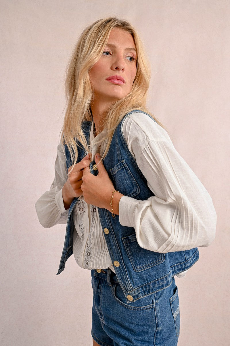 Molly Bracken Denim Sleeveless jacket