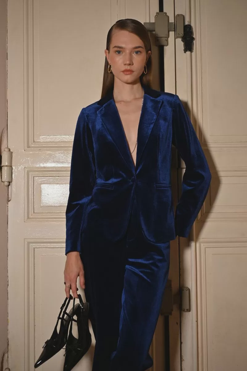 Molly Bracken Fitted velvet blazer