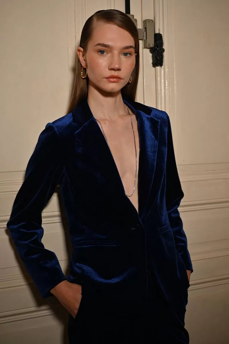 Molly Bracken Fitted velvet blazer