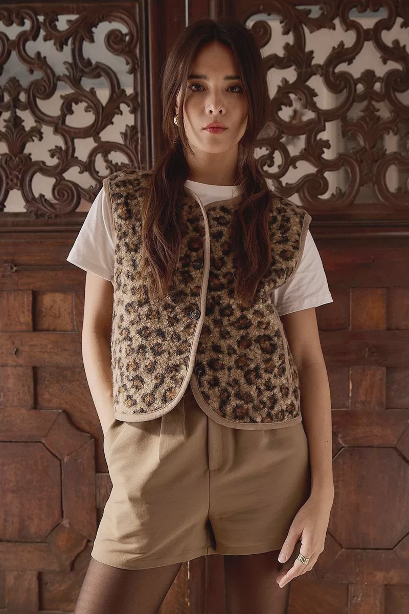 Molly Bracken Fur-effect sleeveless jacket
