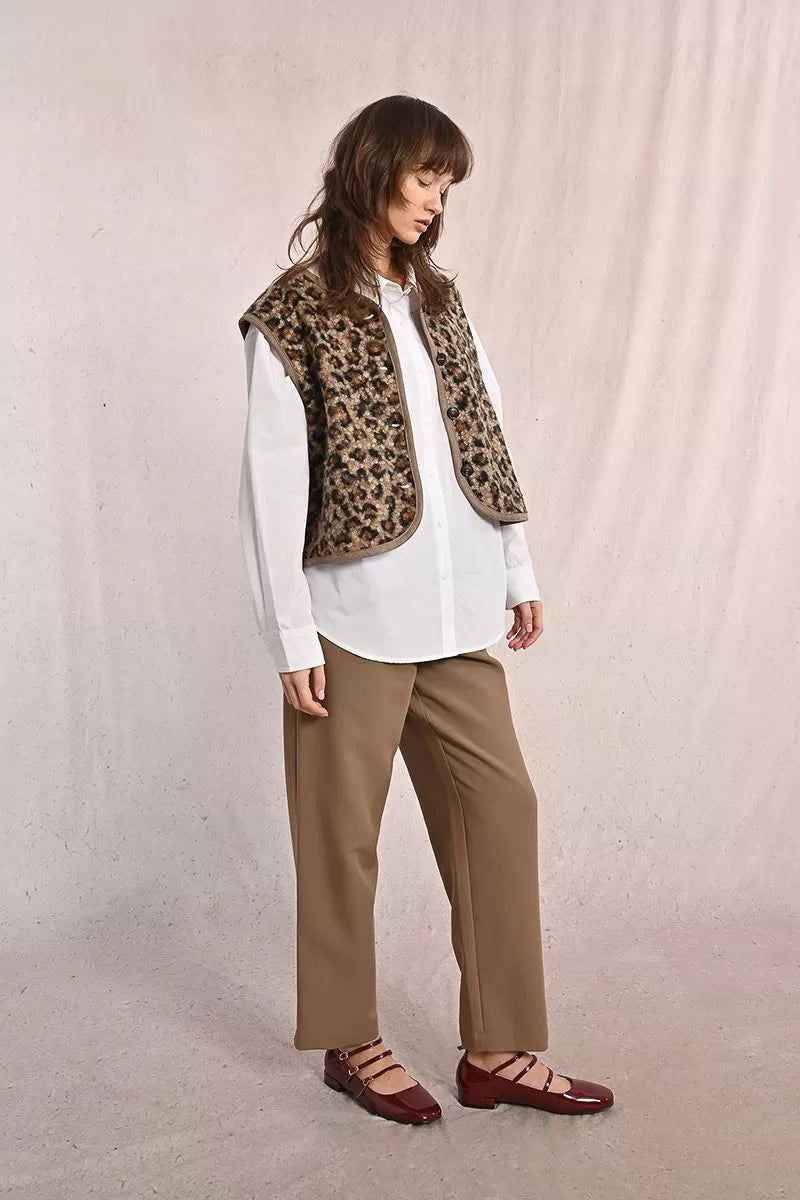 Molly Bracken Fur-effect sleeveless jacket