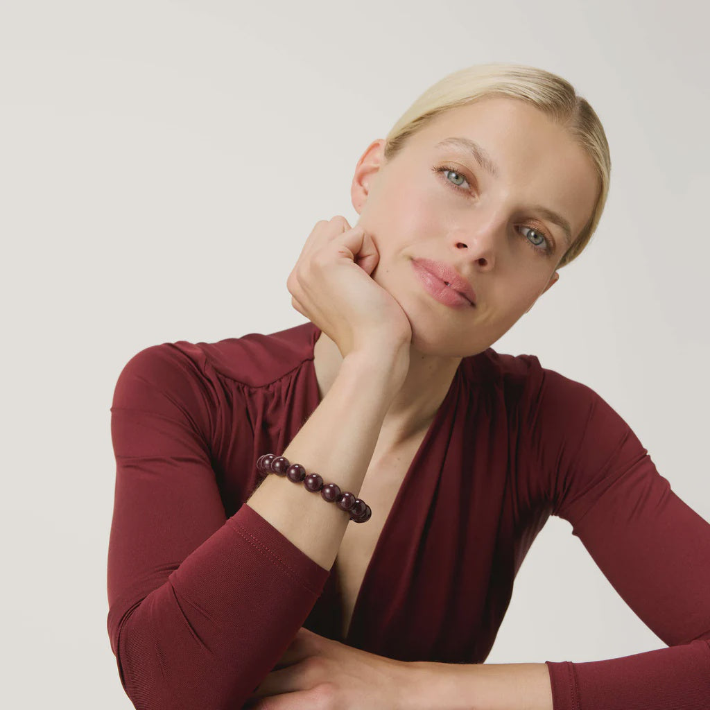 Vanessa Baroni mini beads flex bracelet bordeaux