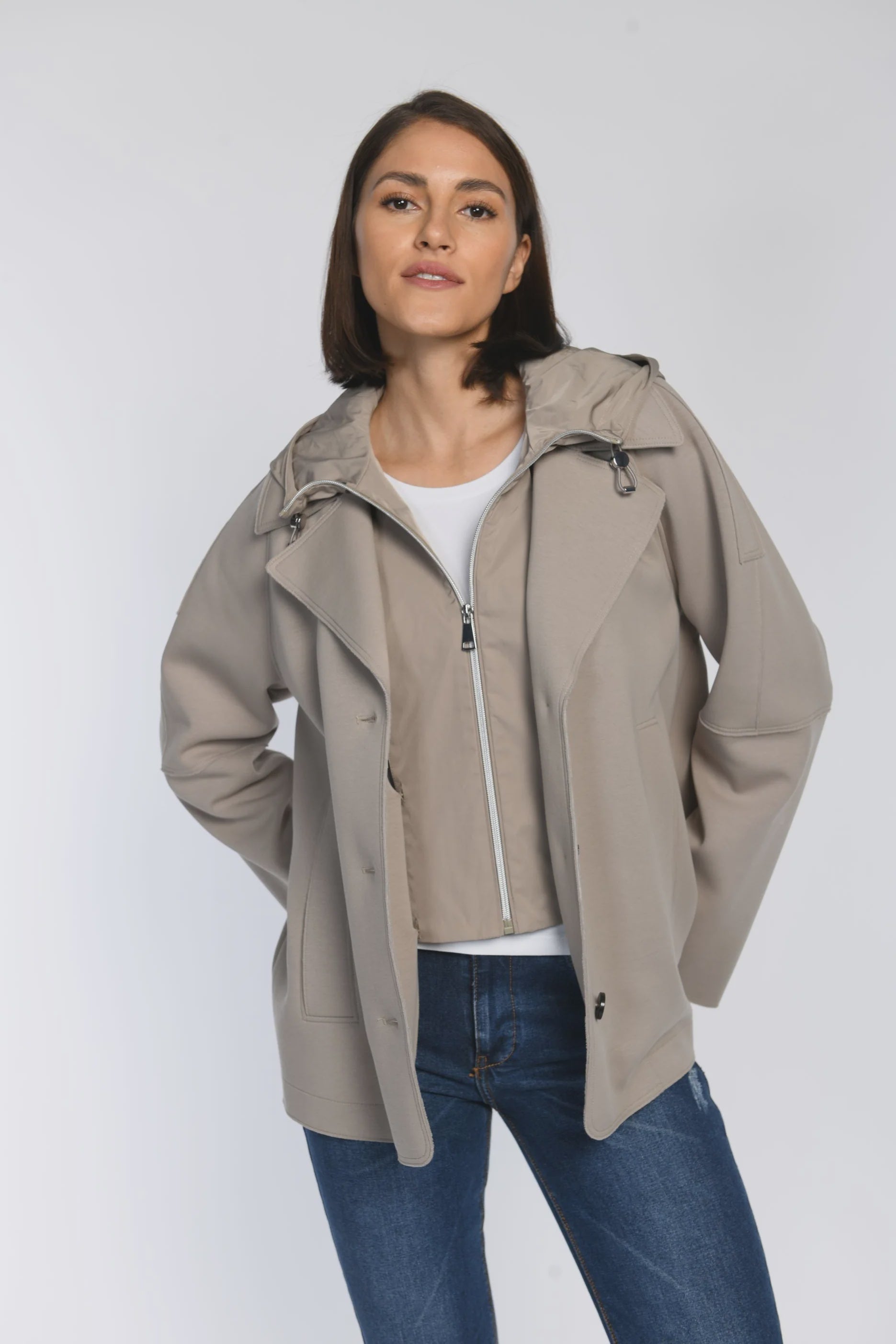 White Label Jacket in caban look with sporty hood insert