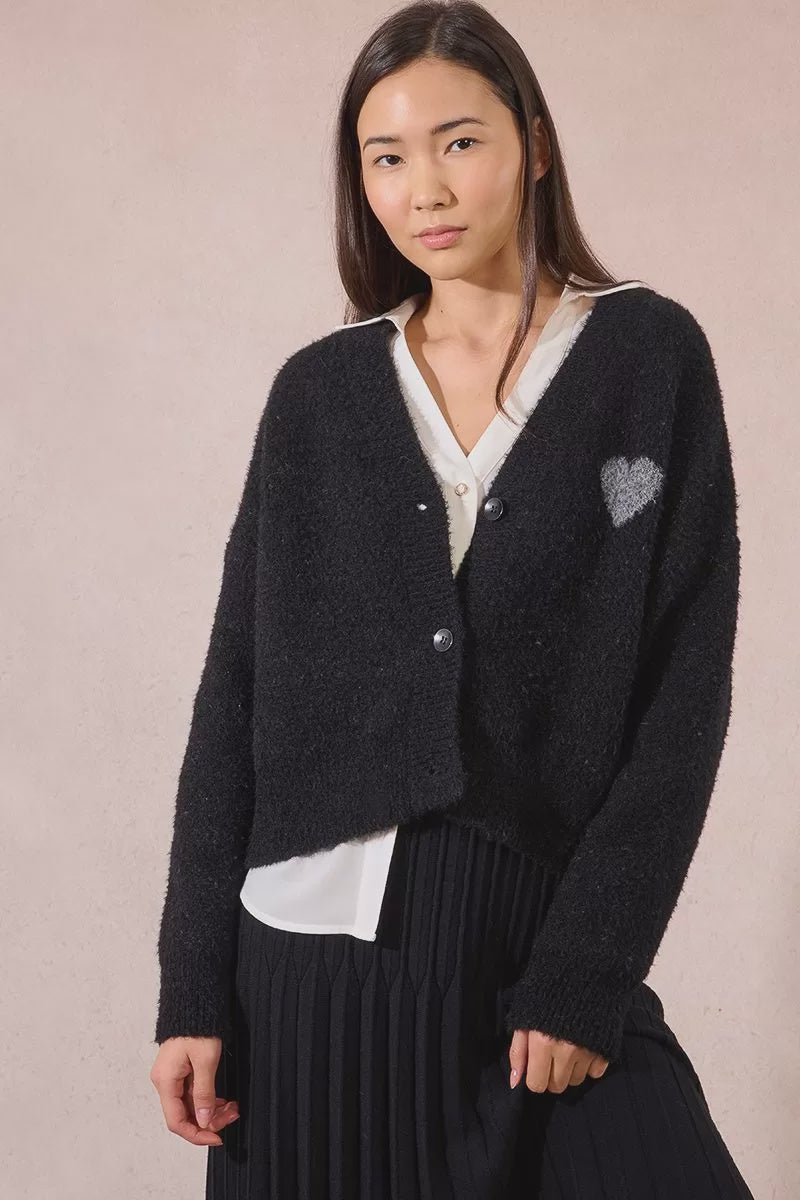 Molly Bracken Knitted cardigan, heart print