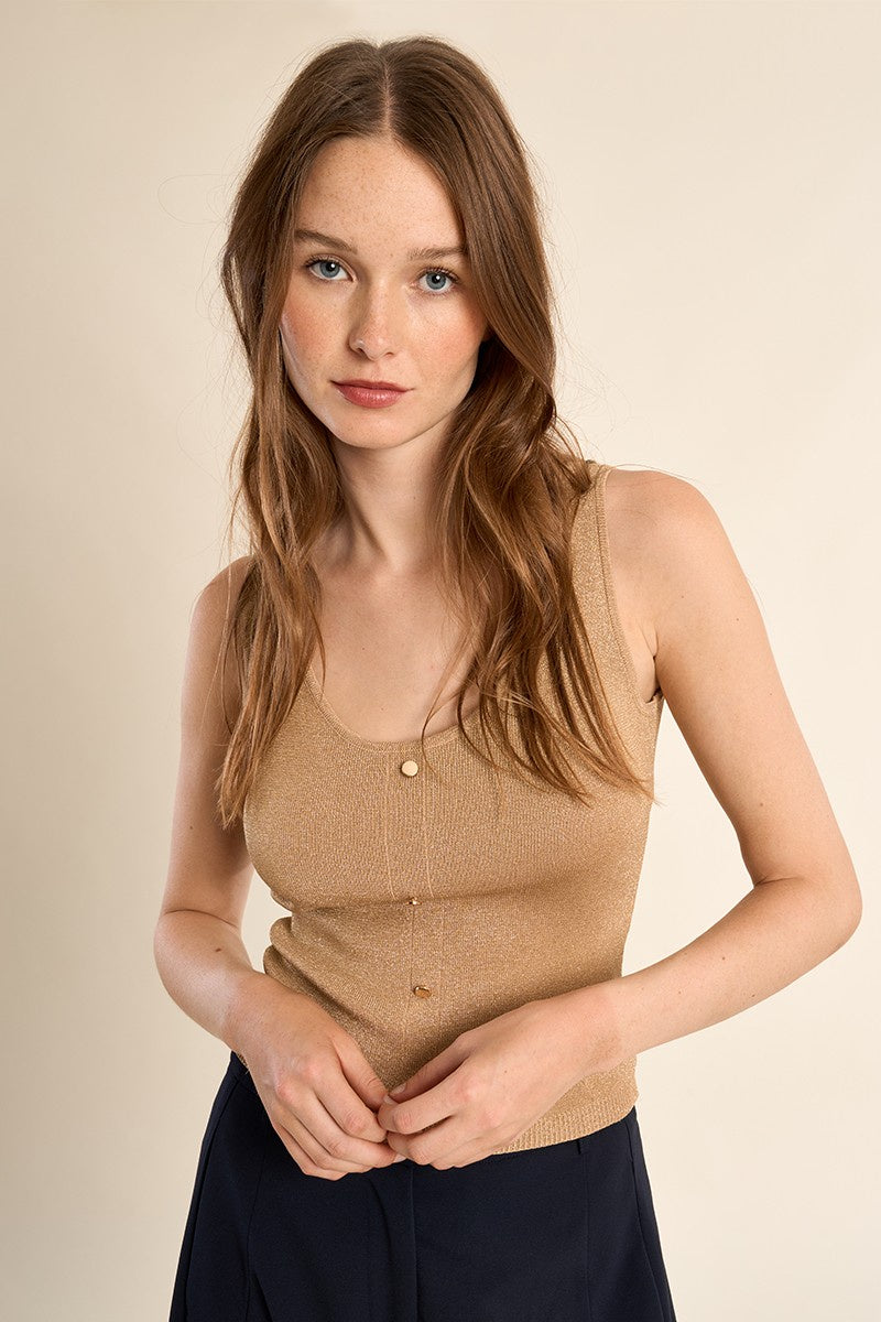 Molly Bracken Knitted tank top, fancy buttons