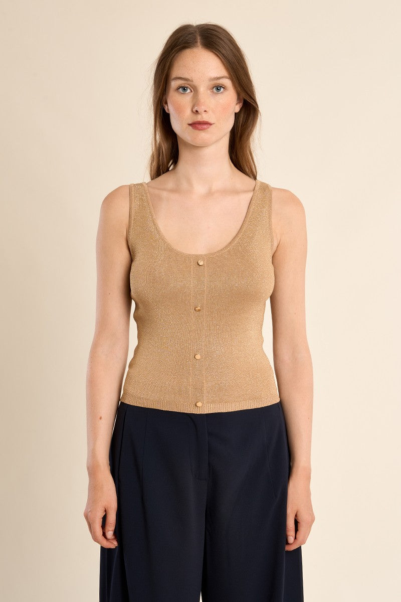 Molly Bracken Knitted tank top, fancy buttons