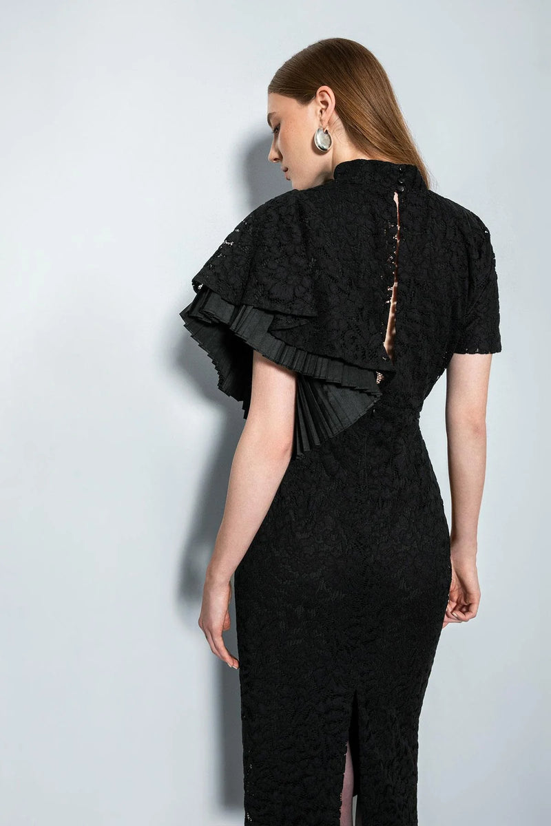 Kameya Sleeve Frill Lace Embroidery Dress