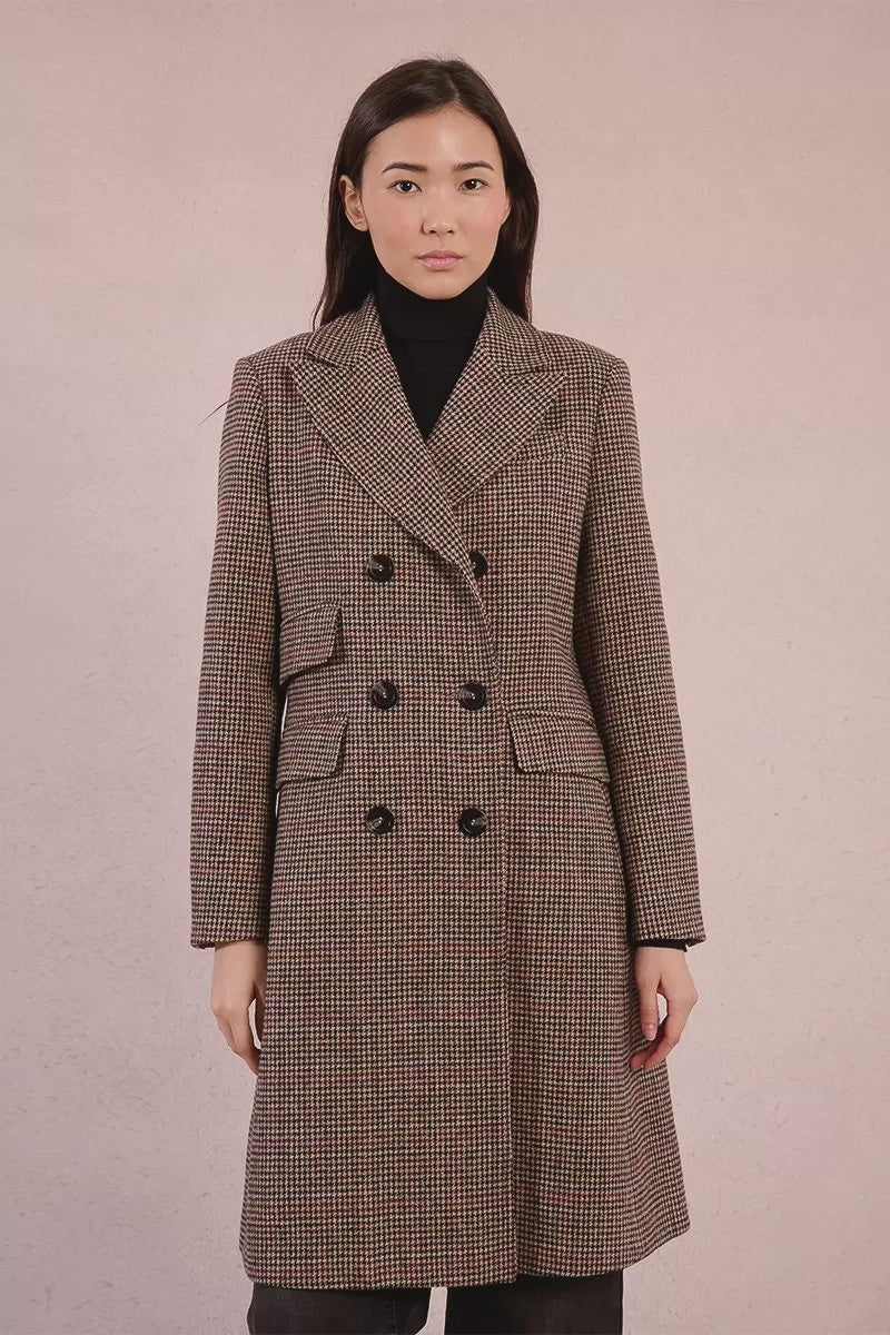 Molly Bracken Long houndstooth coat