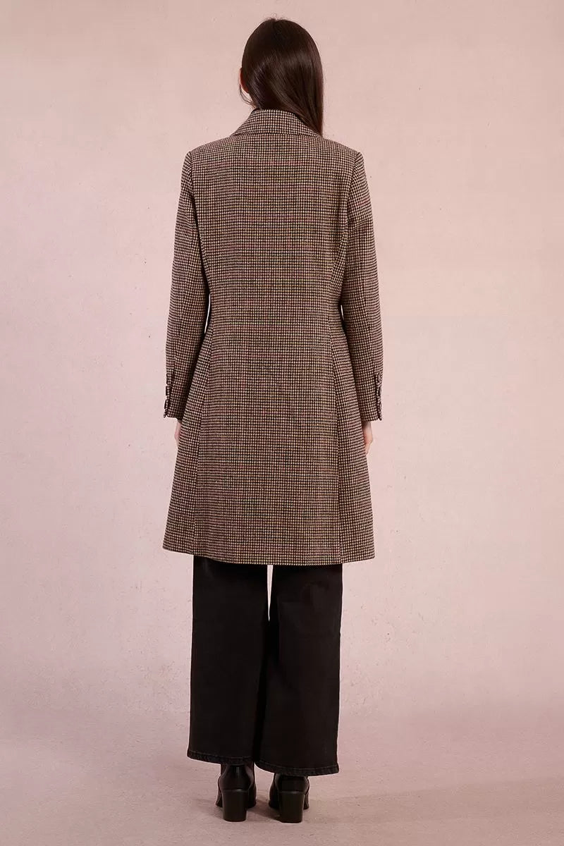 Molly Bracken Long houndstooth coat