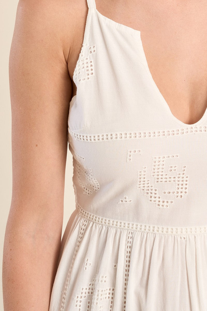 Molly Bracken Midi cotton dress with openwork embroidery