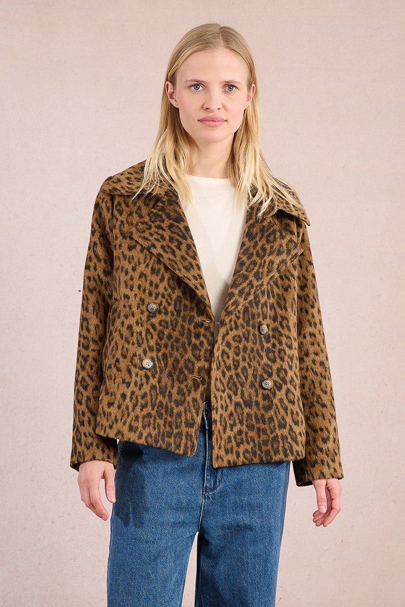 Molly Bracken Overcoat coat, leopard print