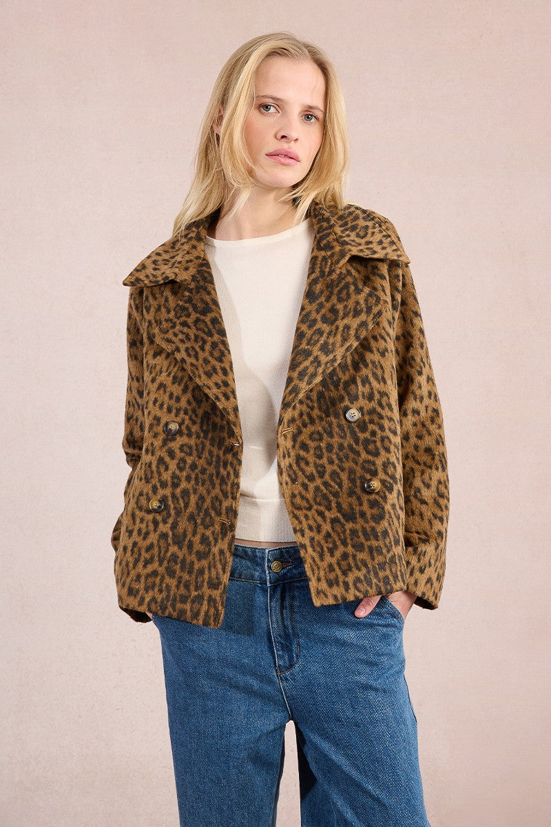 Molly Bracken Overcoat coat, leopard print