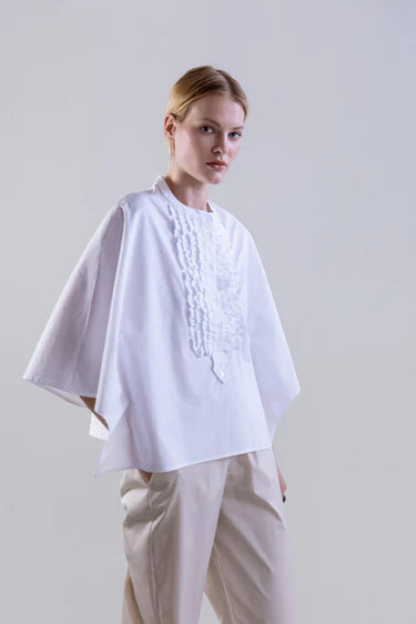 Psophia BAROQUE RUFFLE POPLIN SHIRT