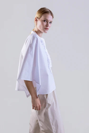 Psophia BAROQUE RUFFLE POPLIN SHIRT