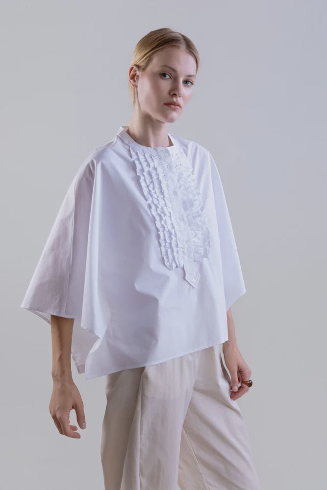 Psophia BAROQUE RUFFLE POPLIN SHIRT