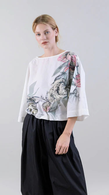 Psophia MUTED PEONY STUDY OVERSIZED DRAWSTRING TOP