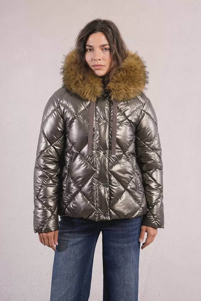 Molly Bracken Quilted and iridescent down jacket