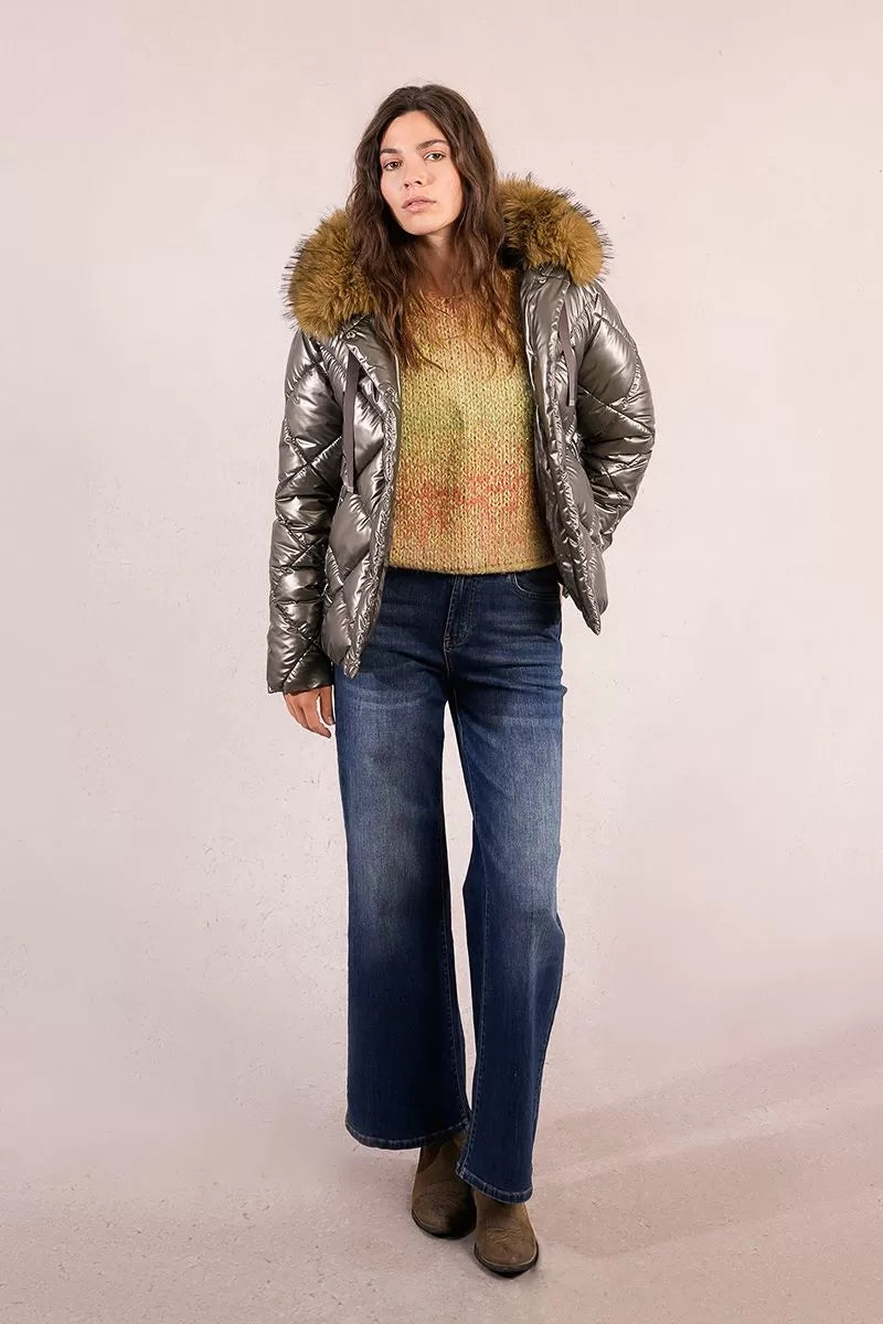 Molly Bracken Quilted and iridescent down jacket