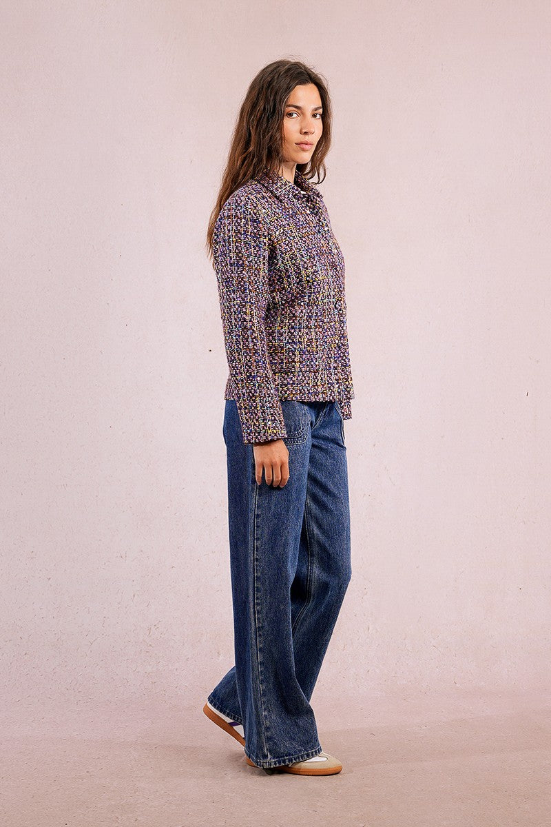 Molly Bracken Short tweed jacket, studded with rhinestones