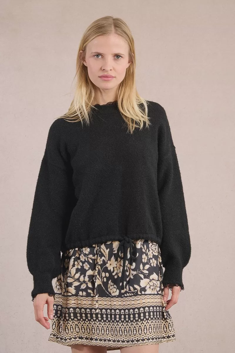 Molly Bracken Sweatshirt-style knitted sweater, lace edge