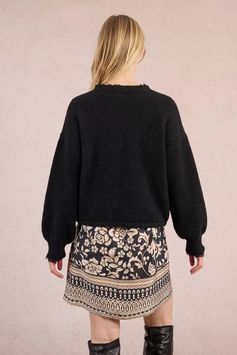 Molly Bracken Sweatshirt-style knitted sweater, lace edge