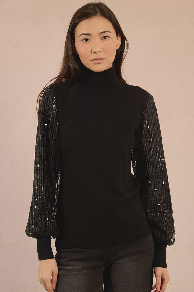 Molly Bracken Sweatshirt-style sweater, sequin sleeves