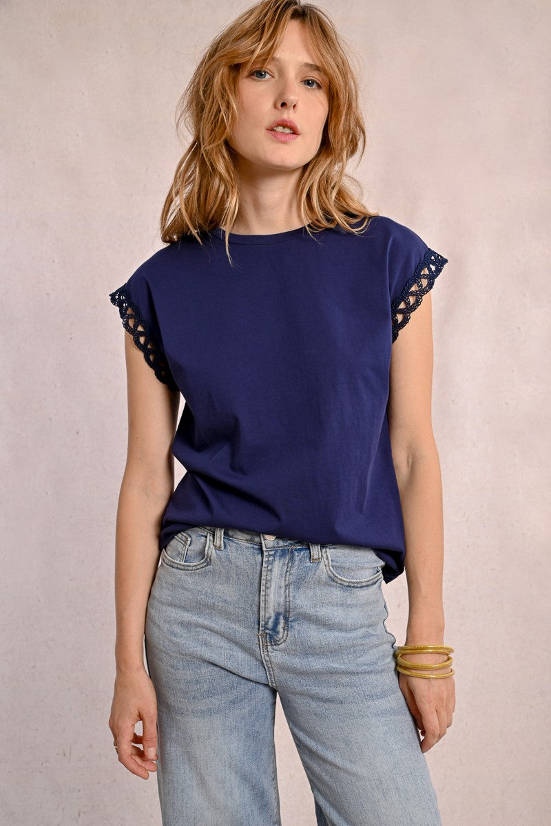 Molly Bracken T-shirt, openwork sleeves