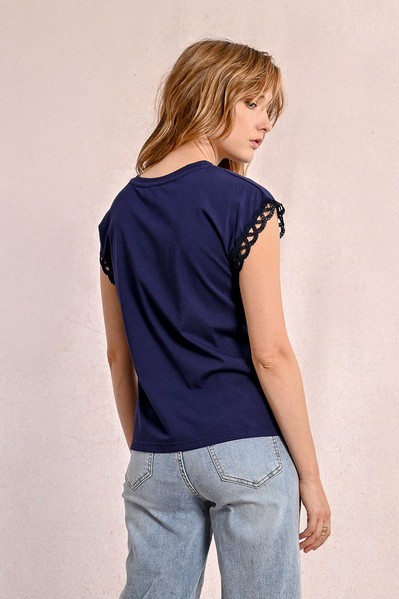 Molly Bracken T-shirt, openwork sleeves