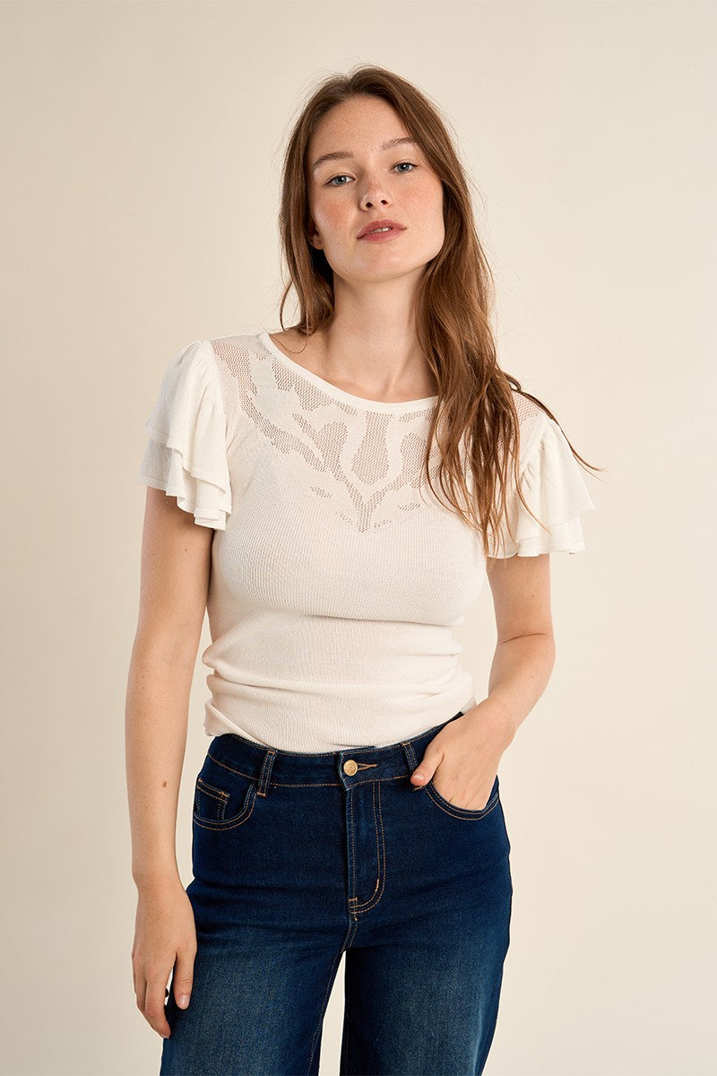 Molly Bracken T-shirt with semi-transparent collar