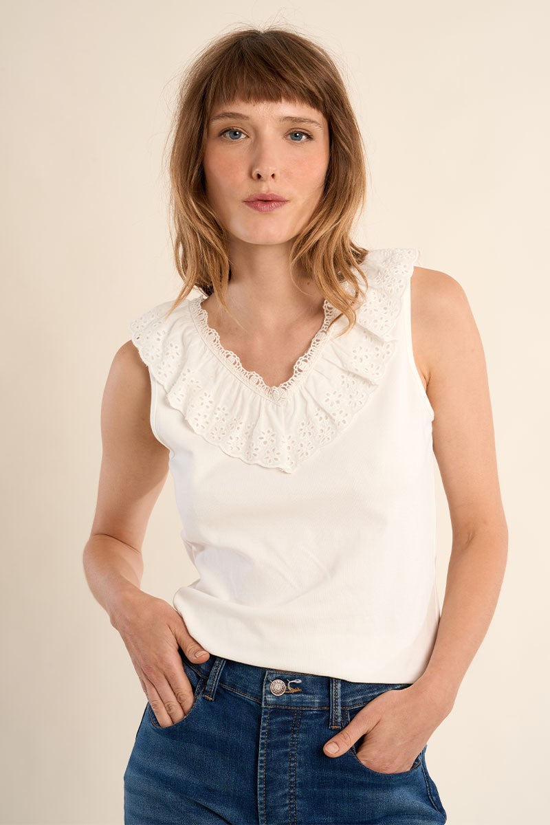 Molly Bracken Tank top, broderie anglaise collar