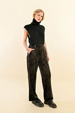 Molly Bracken Leopard Print Velvet Pants