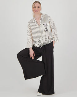 Me369 Nori Visc Lin Cropped Shirt